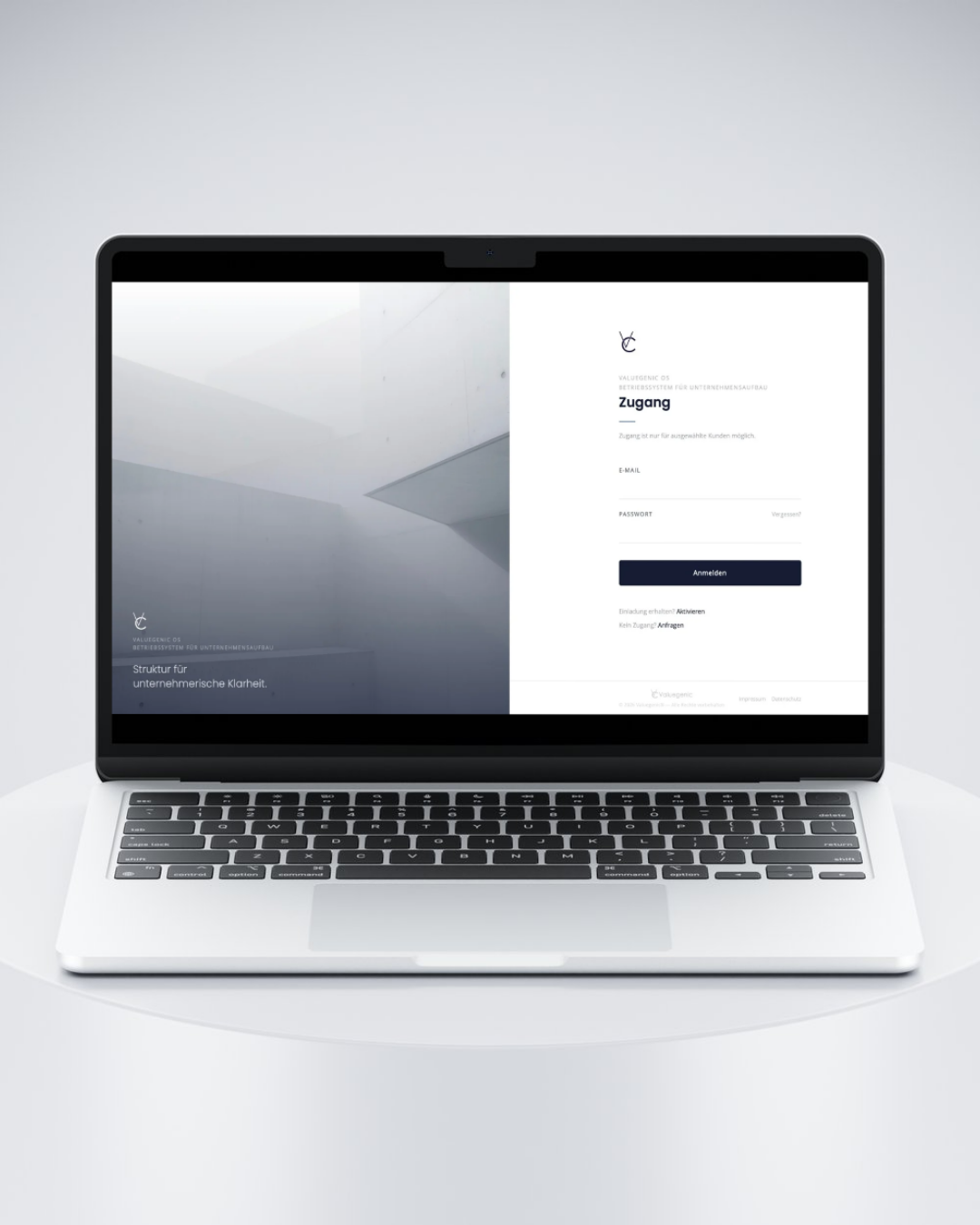 Valuegenic OS — Desktop Ansicht